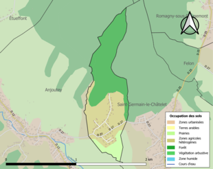 Carte en couleurs présentant l'occupation des sols.