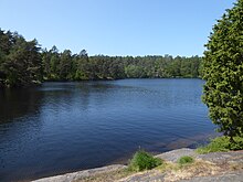 The lake Bergsjön from southeast on June 1, 2023.