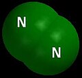 Molécula de dinitróxeno, o gas que é o compoñente maioritario do aire