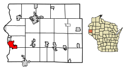 Location of Hudson in St. Croix County, Wisconsin.