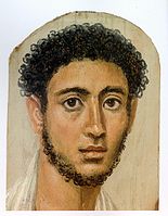 Faiyum mummy portrait of a young man. Antikensammlungen Munich.