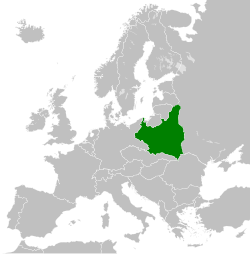 Map of the Second Polish Republic within Europe (1930)