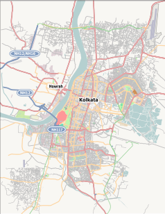 Mapa konturowa Kolkaty, w centrum znajduje się punkt z opisem „Sealdah”