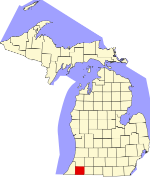 Map of Michigan highlighting Cass County