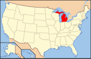 Ubicación de Míchigan en los Estados Unidos