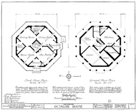 Ground floor (basement) and first floor plans.