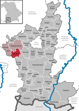 Läget för Günzach i Landkreis Ostallgäu