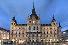 Rathaus (Town Hall) at dusk