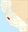 State map highlighting San Benito County