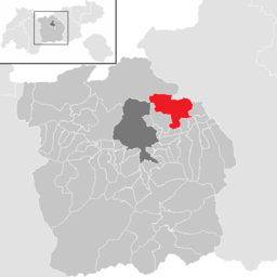 Kommunens läge i distriktet Innsbruck-Land