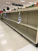 Empty shelves in a Texas store.