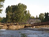 From the viewpoint of the north bank of the Sheep River, just east of the Okotoks library (June 23, 2013).