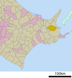 Location of Nakashibetsu in Hokkaido (Nemuro Subprefecture)