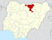 Mapa da Nigéria destacando o estado Jigawa