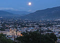 The city of Oaxaca de Juárez at night, taken from the Cerro de Fortín.