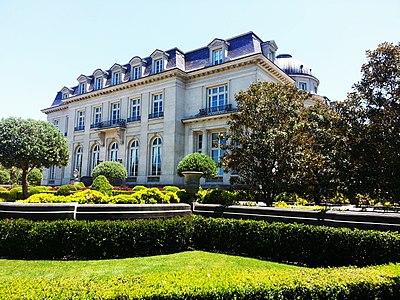 Carolands Chateau: North Façade showing the distinctive dome on the West Façade 2013