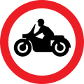 Solo motorcycles prohibited. This sign may display an exemption plate (for example: 'Except for access')