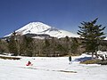 The Hoei Crater, visible to the right of the peak of Mount Fuji, was the location of the 1707 eruption that spewed ash as far as Edo.