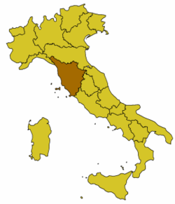 Pusiziun de la Toscana en Italia