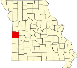 Map of Missouri highlighting Bates County