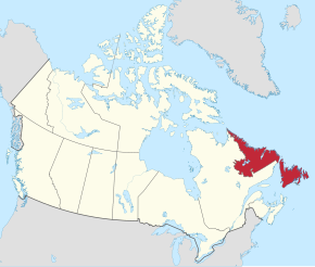 Poziția localității Newfoundland și Labrador