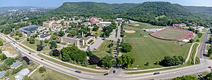 Birds eye view of the university campus