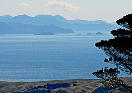 Straat Cook en Marlborough Sounds vanaf Mount Kaukau