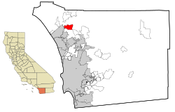 Location in San Diego County and the state of California