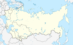 Mapa konturowa Związku Radzieckiego, u góry po lewej znajduje się punkt z opisem „miejsce zdarzenia”