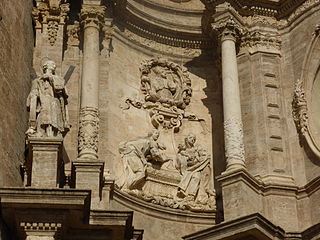 Medallón de Calixto III, con la caridad y la justicia, de Francisco Vergara