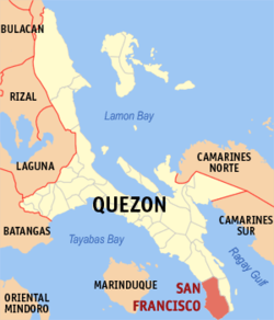 Map of Quezon with San Francisco highlighted