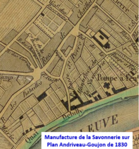 Manufacture de la Savonnerie de Chaillot sur plan de 1830.