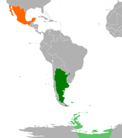 Map indicating locations of Argentina and Mexico