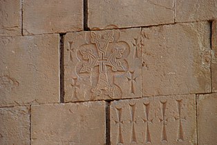 Cross decoration on the walls of Astvatsatsin church