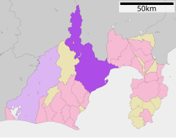 Location of Shizuoka in Shizuoka Prefecture