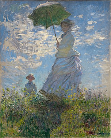 莫奈畫佢老婆同個仔散步。 1875 年