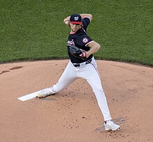 Irvin pitching for the Nationals in April 2024