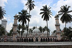 View of Jamek mosque from across the river