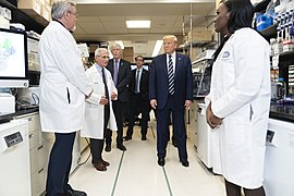 President Trump visiting the National Institute of Health during the Pandemic.