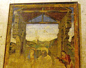 Detalle del cuadro de Paolo de San Leocadio en el pasillo de acceso