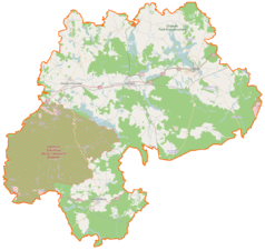 Mapa konturowa powiatu drawskiego, u góry nieco na prawo znajduje się punkt z opisem „Stare Drawsko”