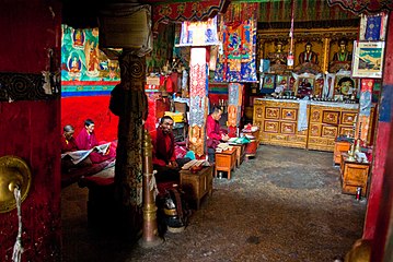 Monks in Rongbuk Monastery