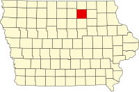 Map of Ajova highlighting Floyd County