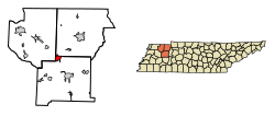 Location of McKenzie in Weakley County, Tennessee.