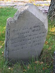 Hall's tombstone in Copp's Hill Burying Ground