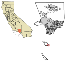 Location of Avalon in Los Angeles County, California