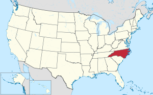 Harta e Shteteve të Bashkuara me Karolina e Veriut të theksuar