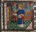 St Lawrence depicted in a 14th-century book of hours