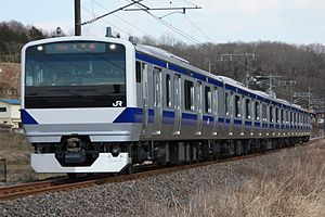 水戸線を走るE531系電車（笠間駅 - 宍戸駅間）