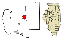 Location of Jerseyville in Jersey County, Illinois.